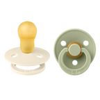 BIBS - Set 2 suzete Colour Latex, tetina rotunda, 18 luni +-Ivory/Sage