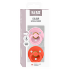 BIBS - Set 2 suzete Colour Latex, tetina rotunda, 18 luni +-Baby Pink/Tango