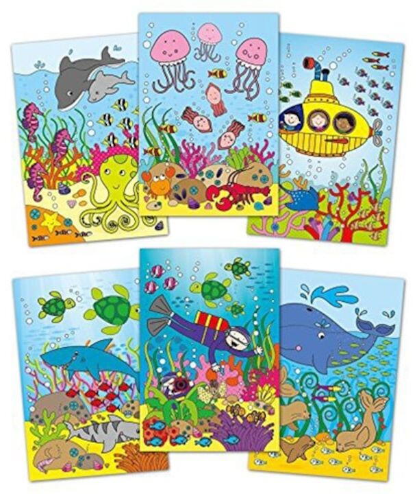 Water Painting: Carte de colorat Animalute marine