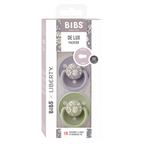 BIBS x LIBERTY - Set 2 suzete De Lux Capel Silicon, tetina rotunda, marime universala-Fossil Grey/Sage