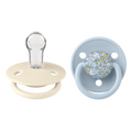 BIBS x LIBERTY - Set 2 suzete De Lux Eloise Silicon, tetina rotunda, marime universala-Baby Blue/Ivory
