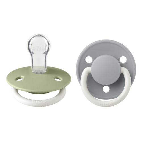 BIBS Set 2 suzete Fosforescente De Lux GLOW Silicon tetina rotunda marime universala 0-3 ani