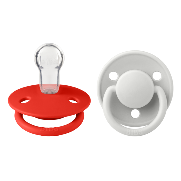 BIBS - Set 2 suzete De Lux Silicon, tetina rotunda, marime universala-Candy Apple/Haze