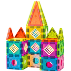 Bufnitel Set de construcție magnetic 48 piese din plastic, 5.5 cm, 3 ani+, construcții 2D și 3D