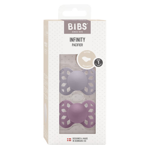 BIBS Set 2 suzete Infinity Silicon tetina anatomica silicon 0 luni + Fossil Grey/Mauve