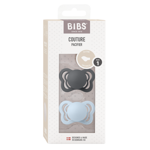BIBS Set 2 suzete Couture Silicon tetina anatomica 0 luni+ fara PVC BPA Phthalati