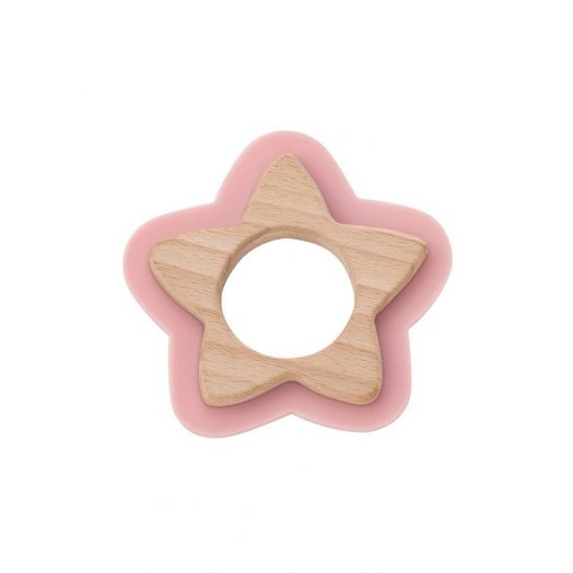 Natural Teething Toy Star Pink