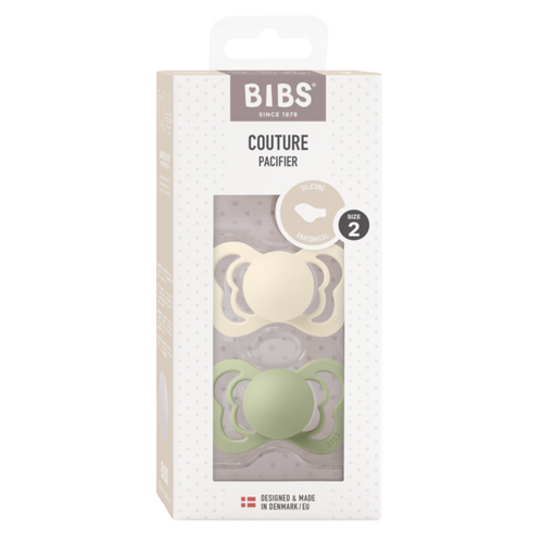 BIBS Set 2 suzete Couture Silicon tetina anatomica 6 luni+ silicon fara PVC BPA Phthalati