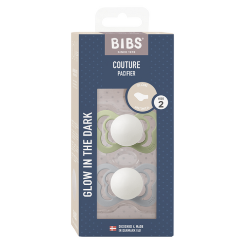 BIBS Set 2 suzete Fosforescente Couture GLOW Silicon tetina anatomica 6-18 luni fara BPA