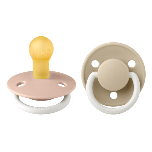 BIBS Set 2 suzete Fosforescente De Lux Glow Latex tetina rotunda 0 luni + din latex natural