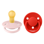 BIBS - Set 2 suzete De Lux Latex, tetina rotunda, 0 luni +-Blossom/Candy Apple