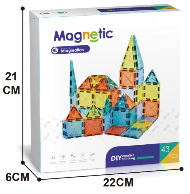 Joc de constructie magnetic - 43 piese (5.5 cm)