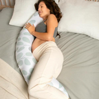 Doomoo - Perna mare pentru gravide si bebelusi 3 in 1, bumbac organic Buddy Leaves Aqua Green