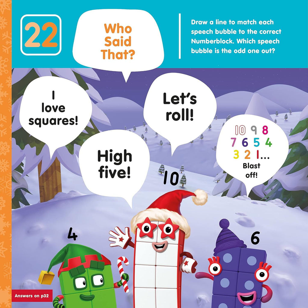 Carte cu abtibilduri si activitati Numberblocks - Magia Craciunului