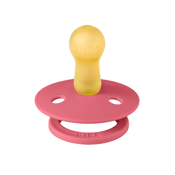 BIBS - Suzeta Colour Latex, tetina rotunda, 6 luni +-Coral