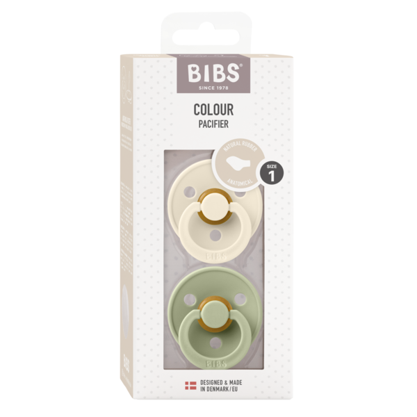 BIBS - Set 2 suzete Colour Latex, tetina anatomica, 0 luni +