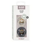BIBS - Set 2 suzete Colour Latex, tetina simetrica, 6 luni +-Sand/Iron