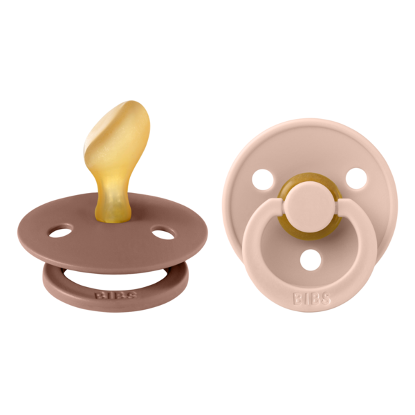 BIBS - Set 2 suzete Colour Latex, tetina anatomica, 6 luni +-Blush/Woodchuck
