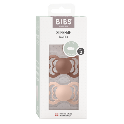 BIBS Set 2 suzete Supreme Silicon tetina simetrica silicon 6 luni + Blush/Woodchuck