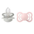 BIBS - Set 2 suzete Supreme Silicon, tetina simetrica, 6 luni +-Haze/Blossom