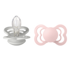 BIBS - Set 2 suzete Supreme Silicon, tetina simetrica, 6 luni +-Haze/Blossom