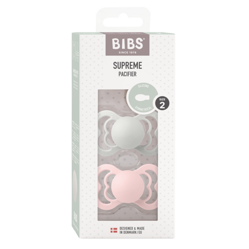 BIBS Set 2 suzete Supreme Silicon tetina simetrica silicon 6-18 luni Haze/Blossom