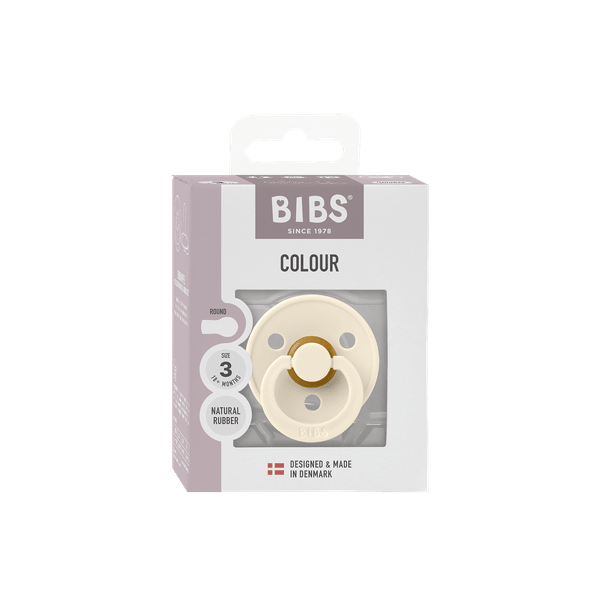 BIBS - Suzeta Colour Latex, tetina rotunda, 18+ luni, ambalaj premium-Ivory