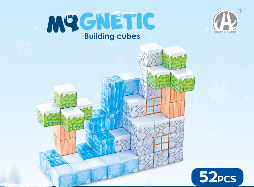 Cuburi magnetice - Iarna 52 piese (2.5 cm)
