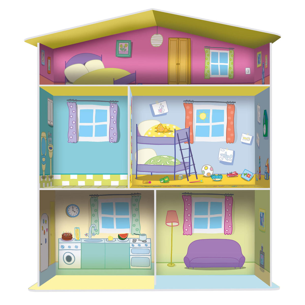LISCIANI Casuta 3D Peppa Pig din carton cu mobilier 3D, set de construit pentru copii 3-6 ani