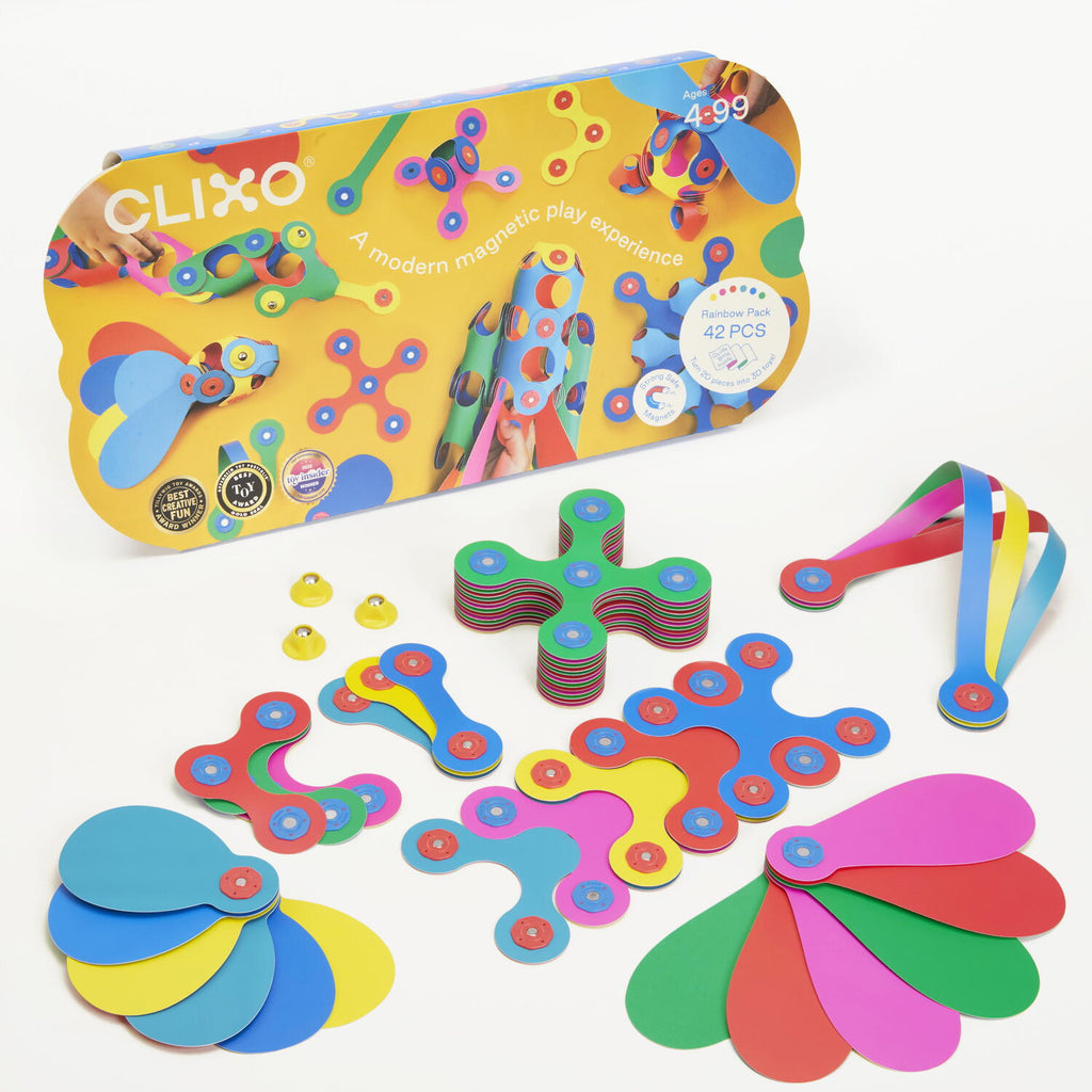 Clixo® joc magnetic de construit - Curcubeu (42 piese)