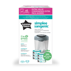 Pachet Cos pentru scutece + 6 Rezerve Tommee Tippee Sangenic Simplee Reciclabil, Alb / Gri