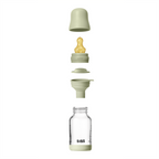 BIBS - Set complet biberon din sticla anticolici cu tetina din latex, flux lent, 120 ml, Sage