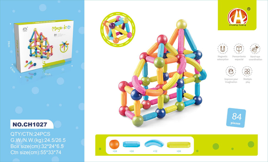 Set de constructie magnetic - Forme 3D (84 piese)