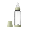 BIBS - Set complet biberon din sticla anticolici cu tetina din silicon, flux mediu, 240 ml, Sage