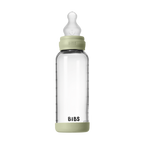 BIBS - Set complet biberon din sticla anticolici cu tetina din silicon, flux mediu, 240 ml, Sage