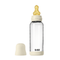 BIBS - Set complet biberon din sticla anticolici cu tetina din latex, flux mediu, 240 ml, Ivory