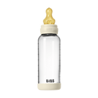 BIBS - Set complet biberon din sticla anticolici cu tetina din latex, flux mediu, 240 ml, Ivory