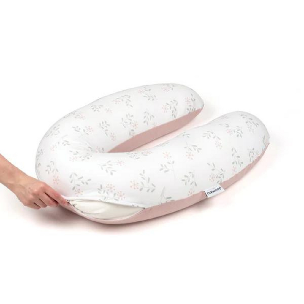 Doomoo - Perna mare pentru gravide si bebelusi 3 in 1, bumbac organic Buddy Spring Pink