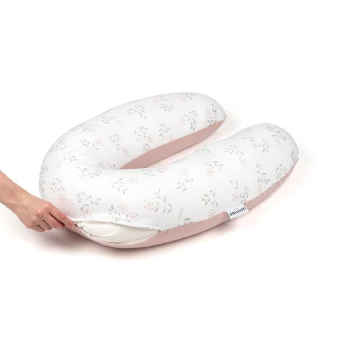 Doomoo - Perna mare pentru gravide si bebelusi 3 in 1, bumbac organic Buddy Spring Pink