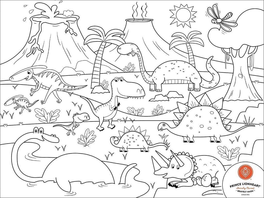 Complete Drawing Set with Reusable Silicone Dino Mat