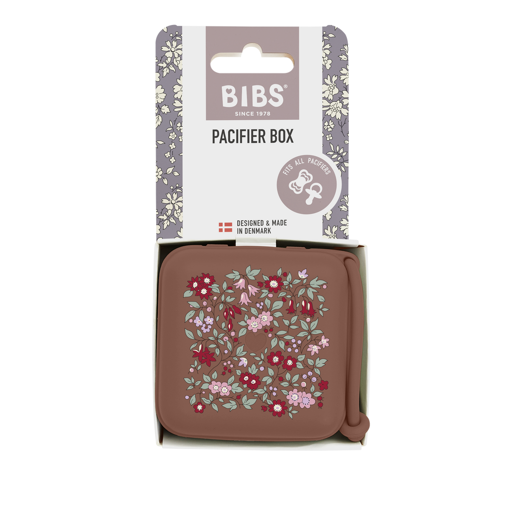 BIBS X Liberty Bundle - Set cutie cadou cu bavetica, cutie de suzeta, clip suzeta si jucarie multisenzoriala