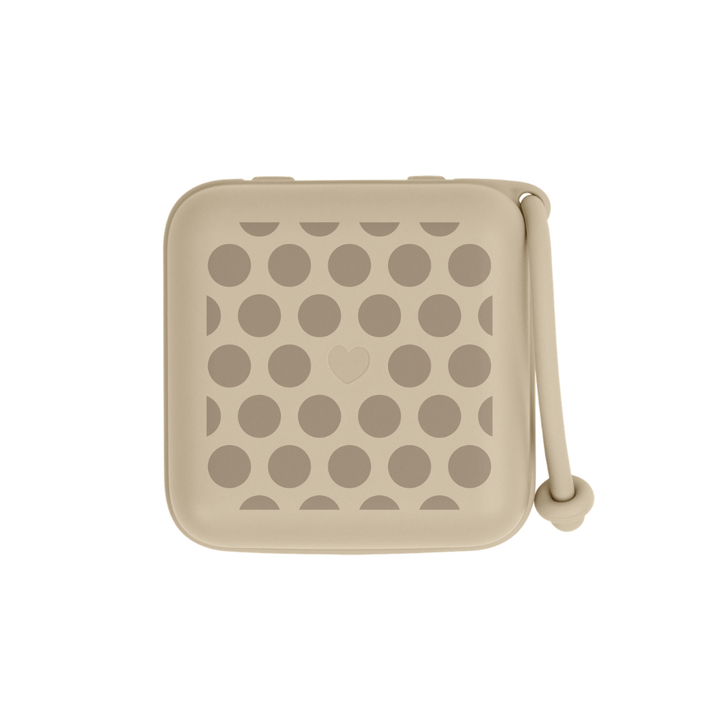BIBS - Cutie multifunctionala pentru depozitare suzete, Studio Collection Polka Dots Mega Vanilla Dark Oak