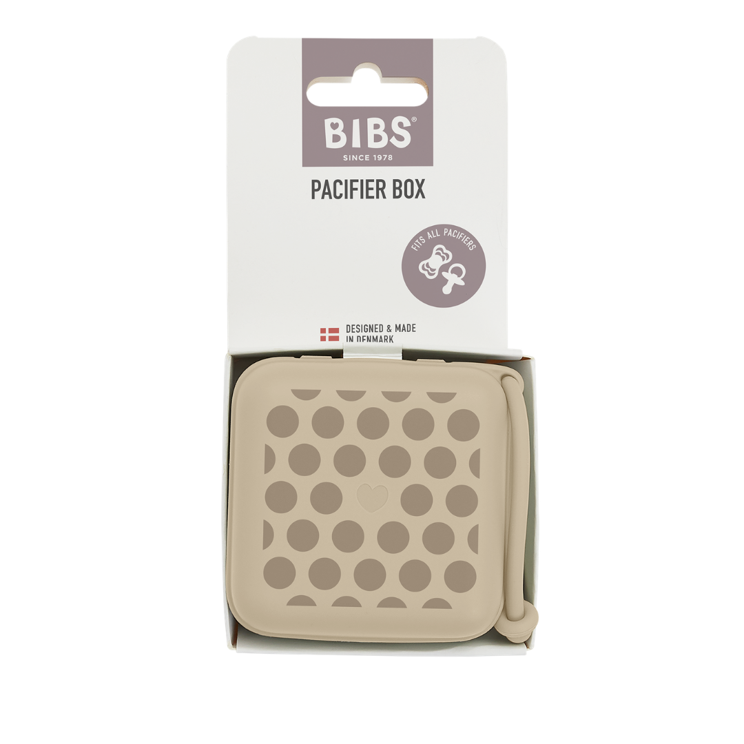 BIBS - Cutie multifunctionala pentru depozitare suzete, Studio Collection Polka Dots Mega Vanilla Dark Oak