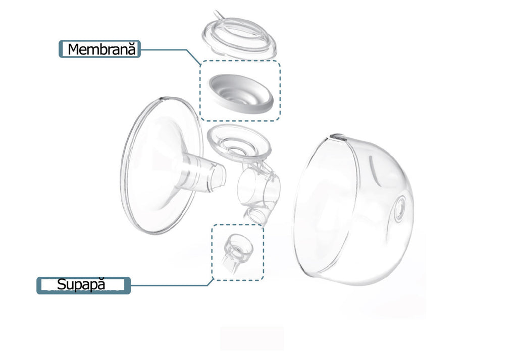 SPECTRA Set Cupe Hands Free 28 mm plastic PP silicon DEHP compatibile pompe Spectra