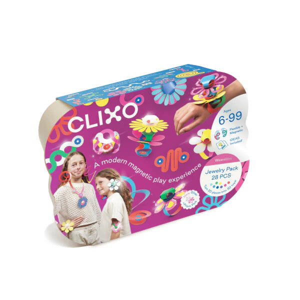 Clixo® joc magnetic de construit - Bijuterii colorate (28 piese)