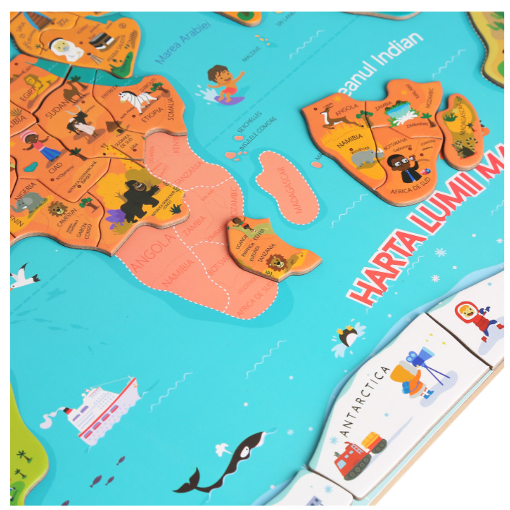 Harta mare a lumii - puzzle magnetic (lb.romana)