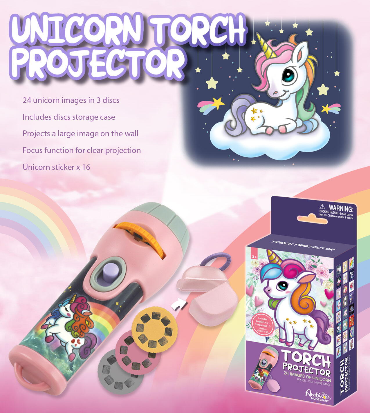 Proiector tip lanterna - Magia unicornilor