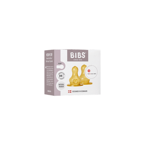 BIBS Set 2 tetine pentru biberon Latex flux mediu din latex de cauciuc natural, tehnologie anti-colici