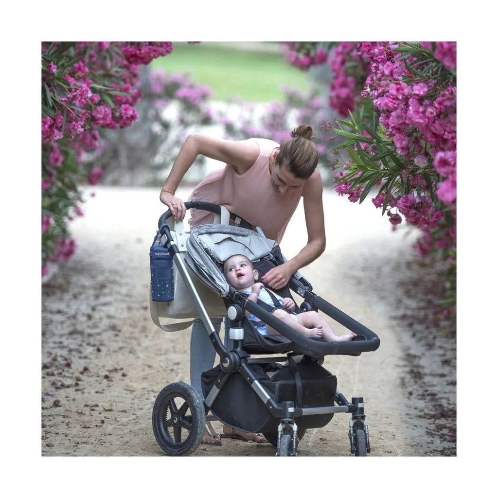 Incalzitor auto si Geanta izoterma Miniland Baby Warmy Travel Denim