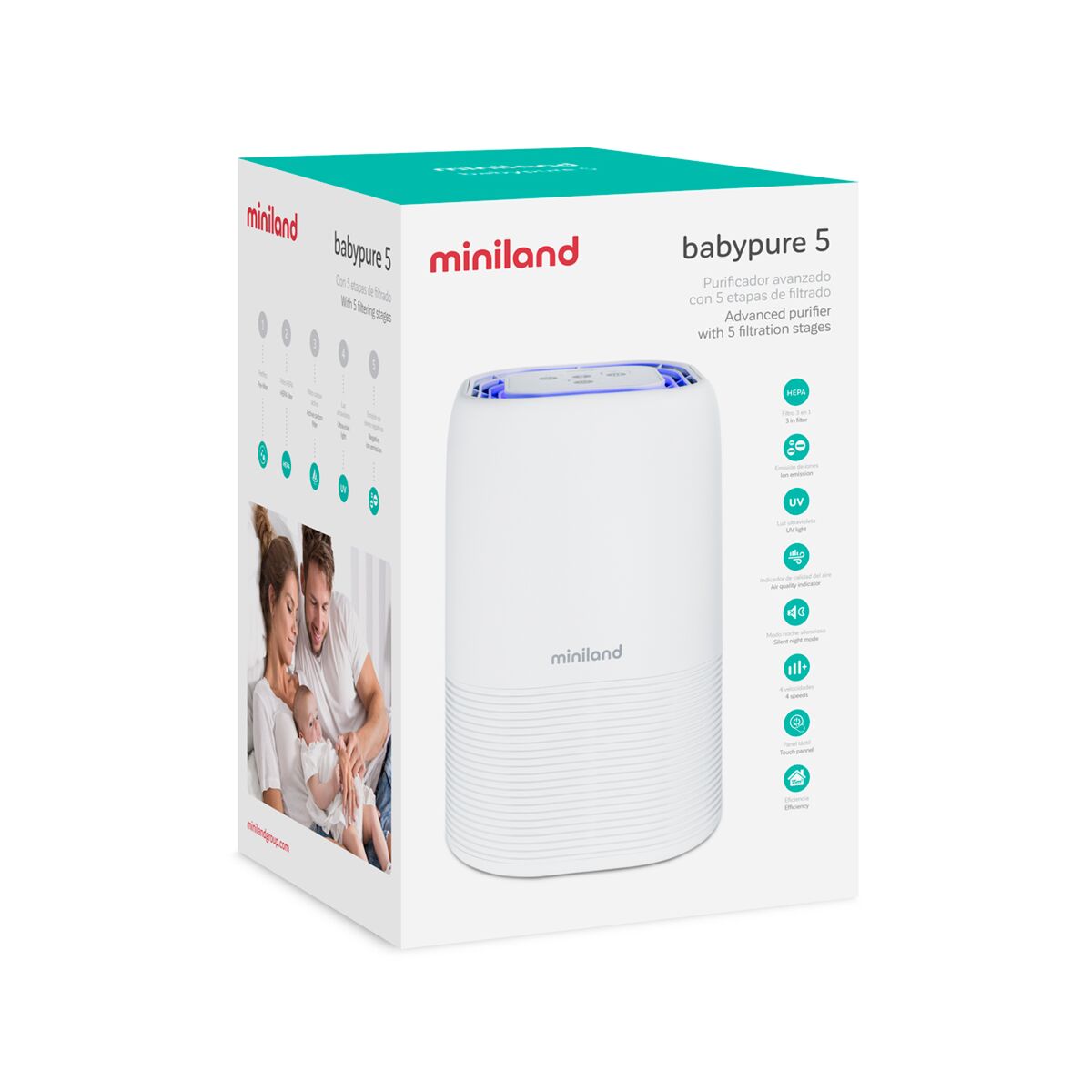 Purificator Miniland Babypure 5, cu lumina UV si Ionizare